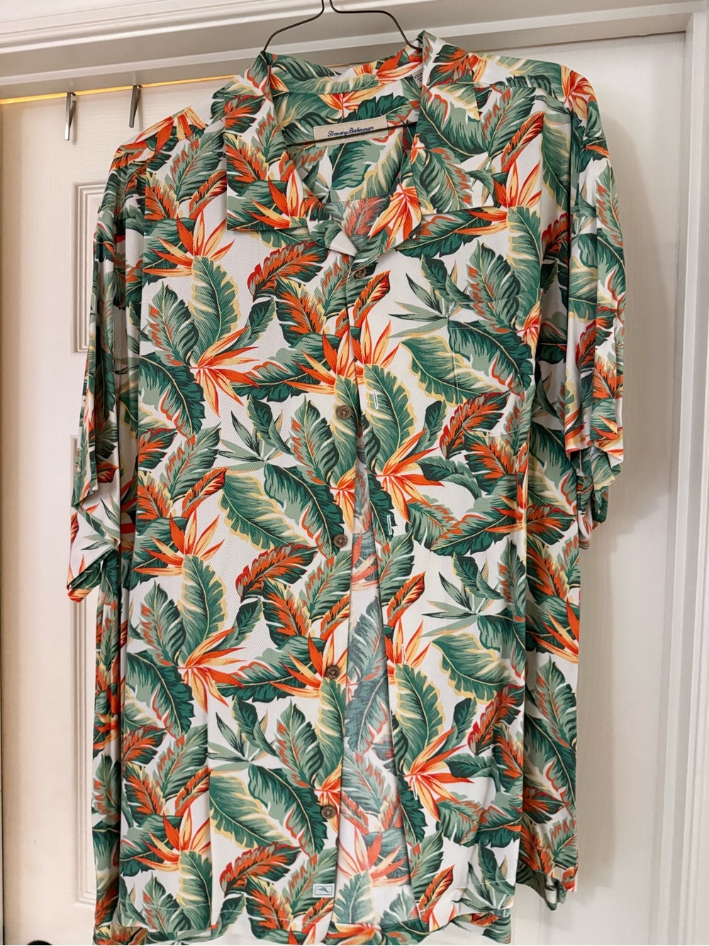 Tommy Bahama Tropical Botanical Short Sleeve Shirt - Green & Orange
